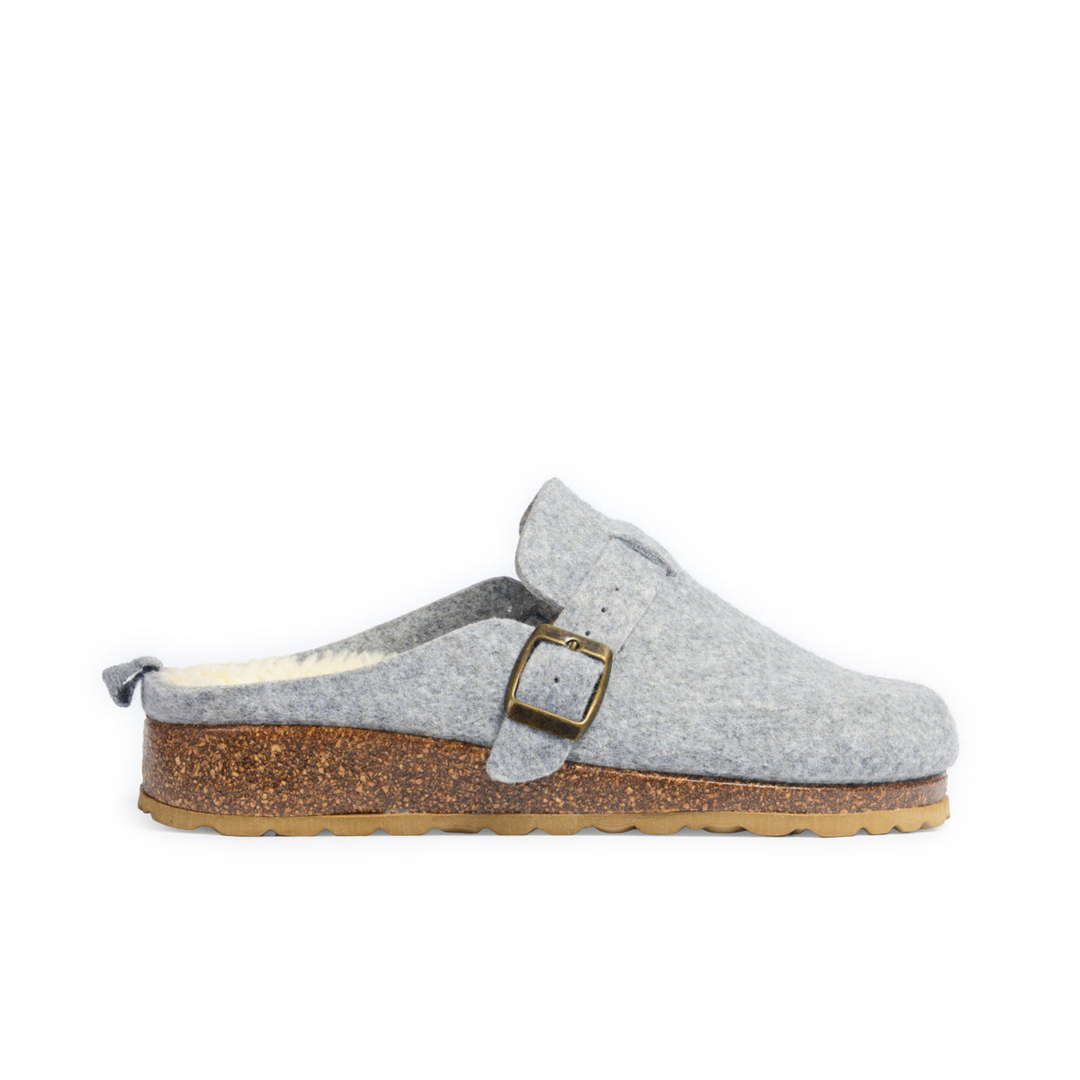 Zuecos Hebilla Gris – vista lateral