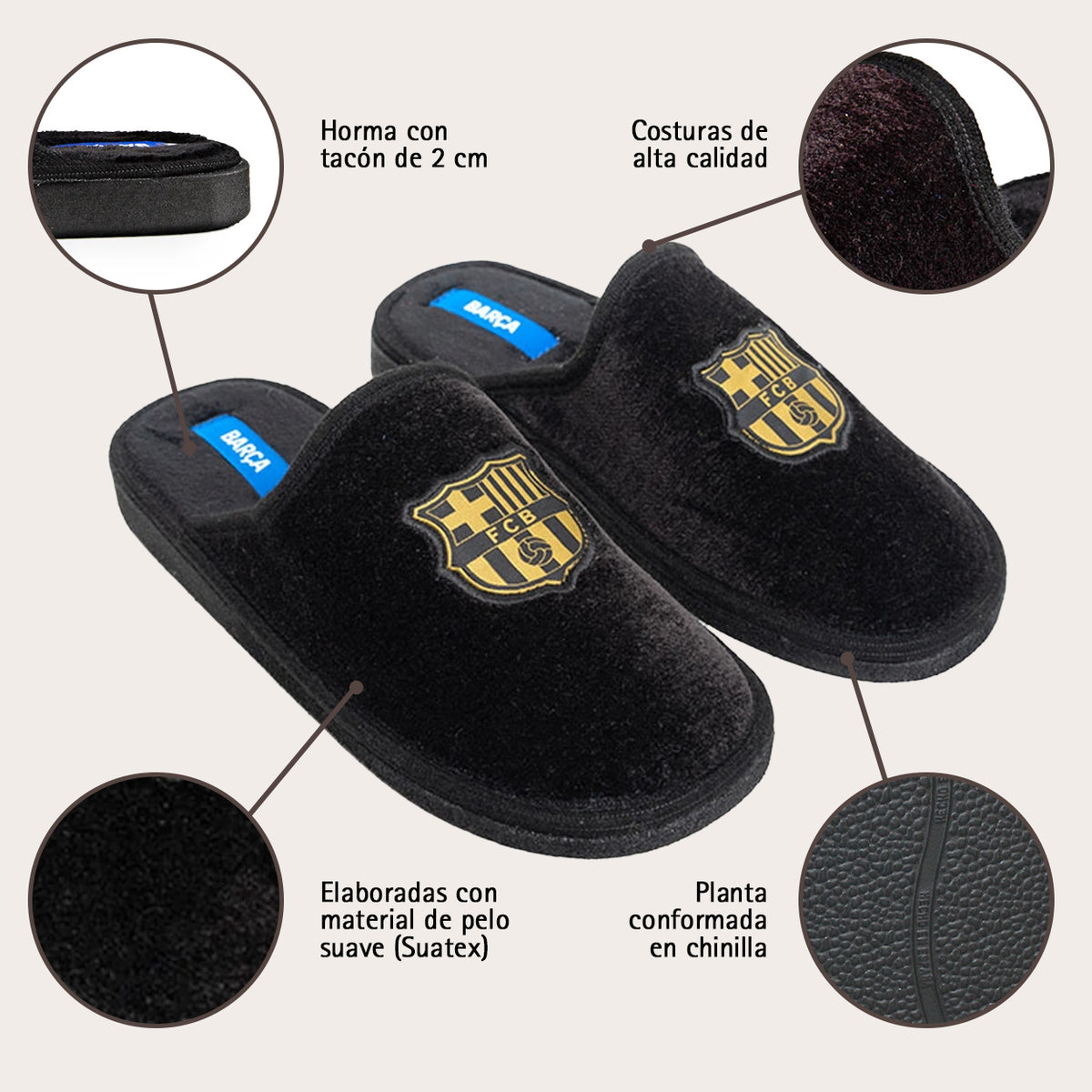 Barça Suatex Negro (Suela Ligera) – características
